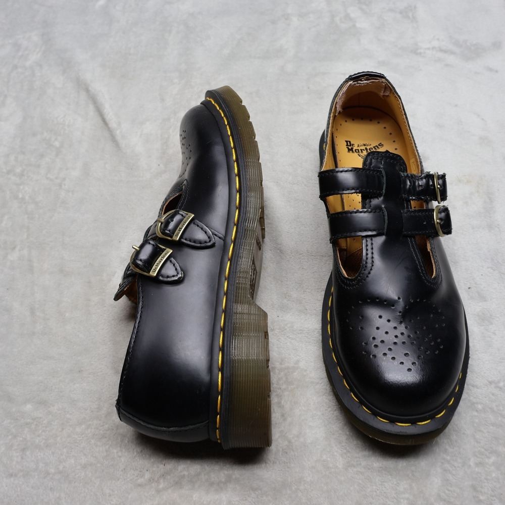 Dr Martens Women 10 Loafers Black Mary Jane Smooth Leather Double Buckle 12916